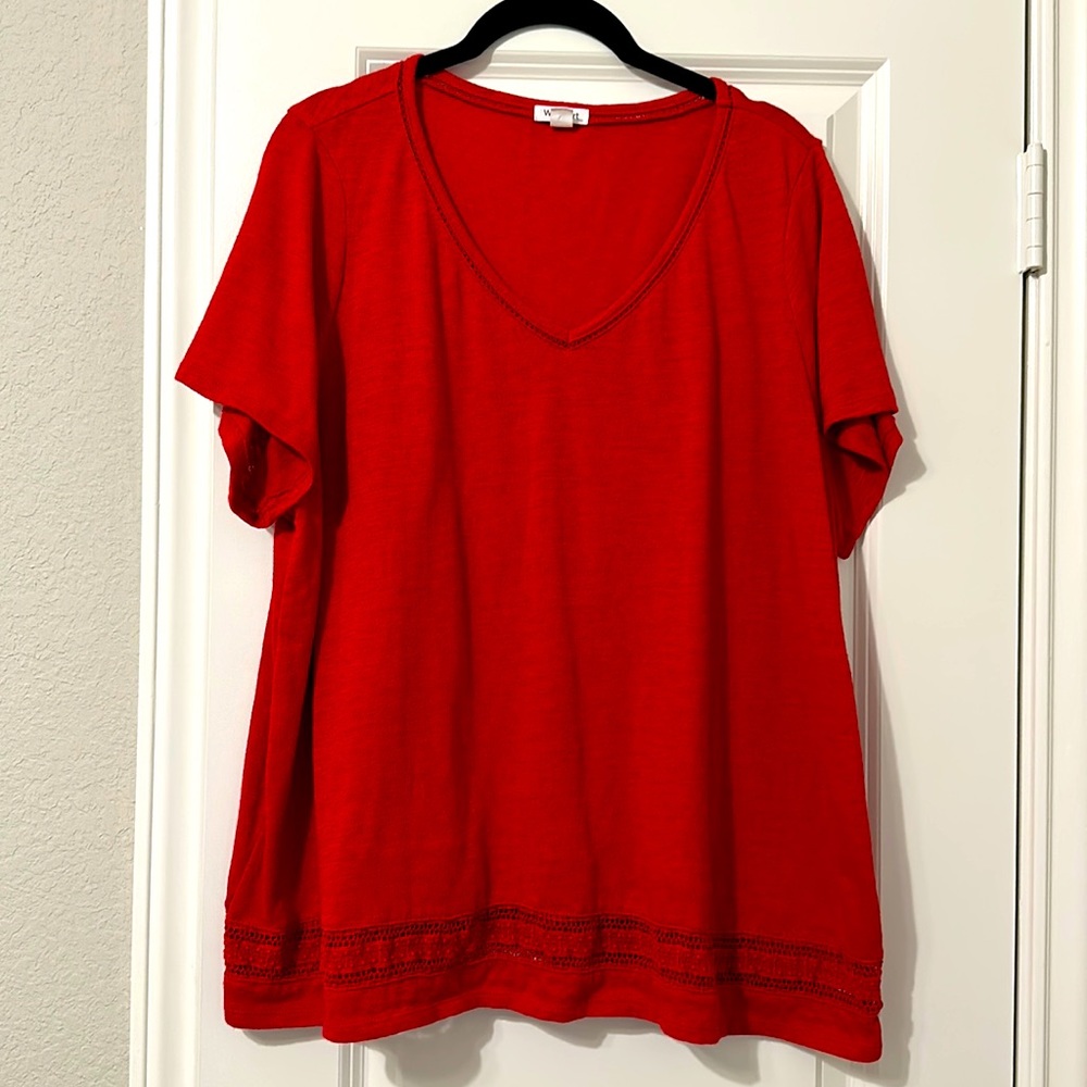 Westport Red Short Sleeve V-Neck Top